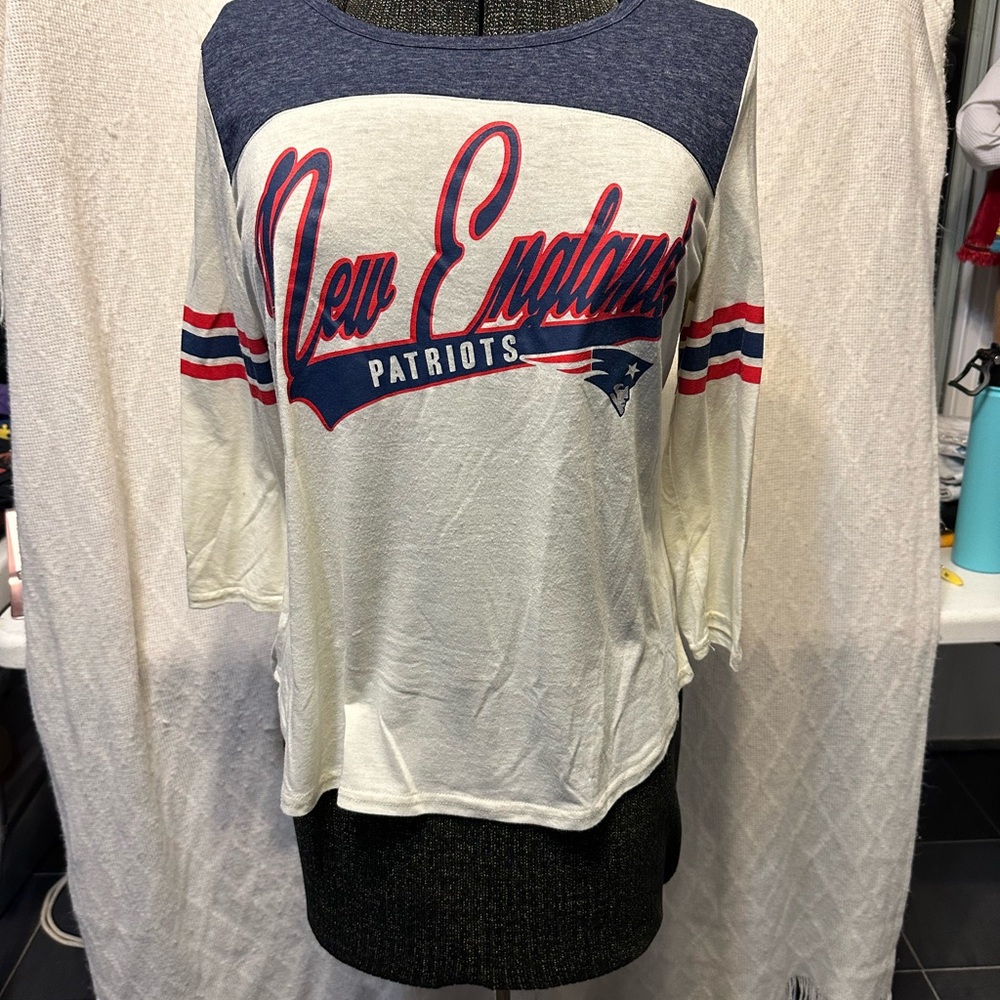 New England Patriots Navy and White XL Women’s Top